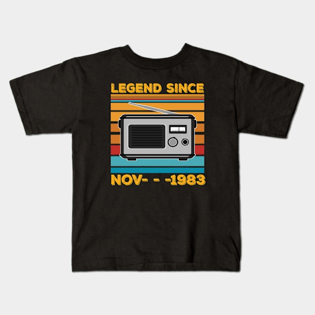 Legend Since 1983 Birthday 40th Nov Kids T-Shirt by kiwodesign